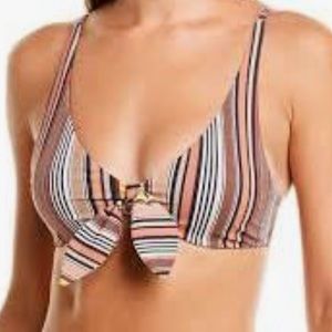 NWT Tory Burch printed tie with clasp bikini top -XS